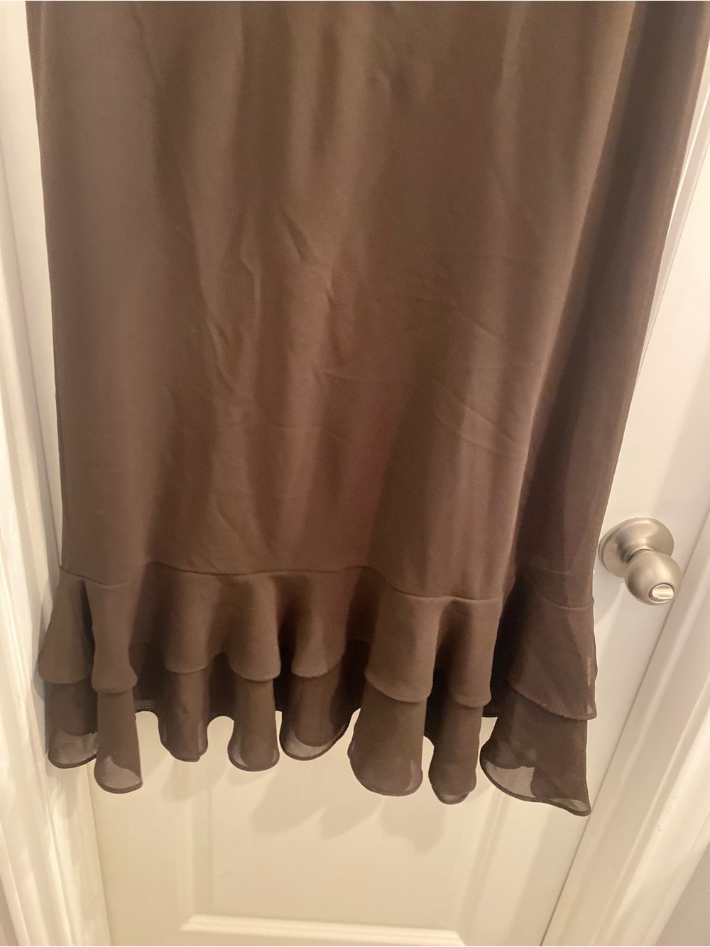 MSK Brown Maxi Skirt Tiered Ruffle Rosette Floral Detail XL - Picture 5 of 7